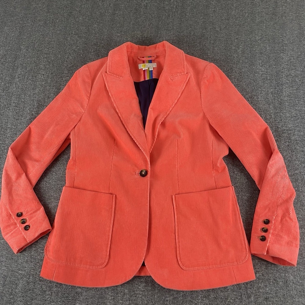 Boden Corduroy Blazer Jacket Women US 10R Pink Coral Cotton Stretch - Picture 4 of 12